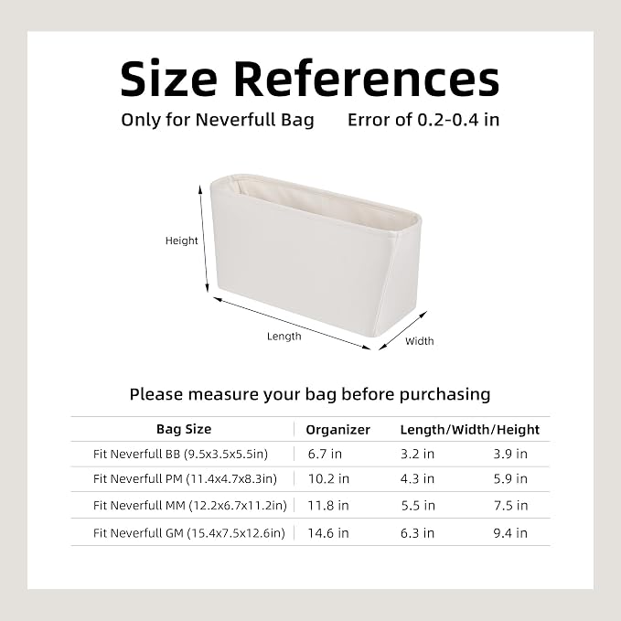 DGAZ Purse Organizer Insert Fits Neverfullbag Mini/PM/MM/GM，Silk Bag Organizer，Luxury Handbag & Tote Shaper(Gris Pale,PM) - Image 7