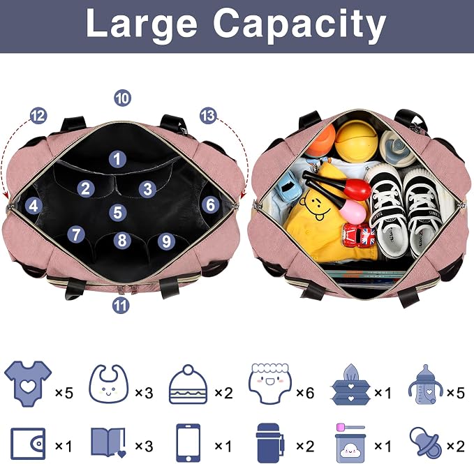 ITIEZY Diaper Bag Tote for Baby - Large Mommy Bag with Portable Changing Pad Pacifier Case, Hospital Bags Travel Baby Bag - Image 5