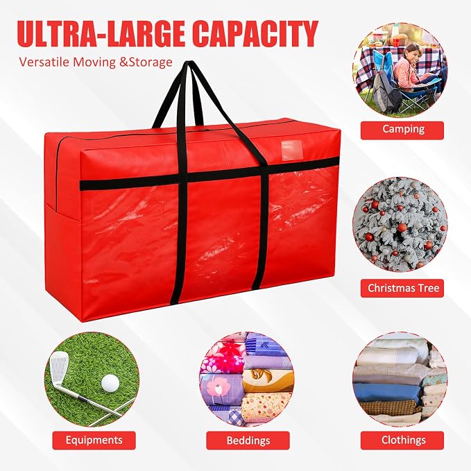 Windyun 4 Pack 69 Gallon Extra Large Moving Bags XXL Heavy Duty Storage Bag with Strong Zipper Handle Jumbo Big Tote Box Foldable for College Dorm Travel Clothes Duffle Blanket Pillow(Red) - Image 6