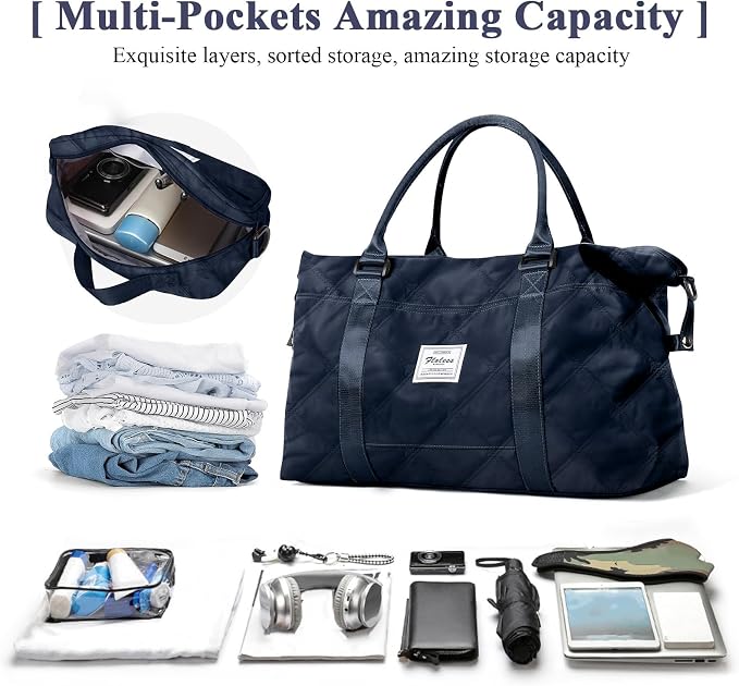 Travel Duffel Bag, Carry On Overnight Weekender Bags for Women | Travel Bag with Wet Pocket & Trolley Sleeve, For Spirit Airlines 18x14x8 Personal Item Bag - Image 2