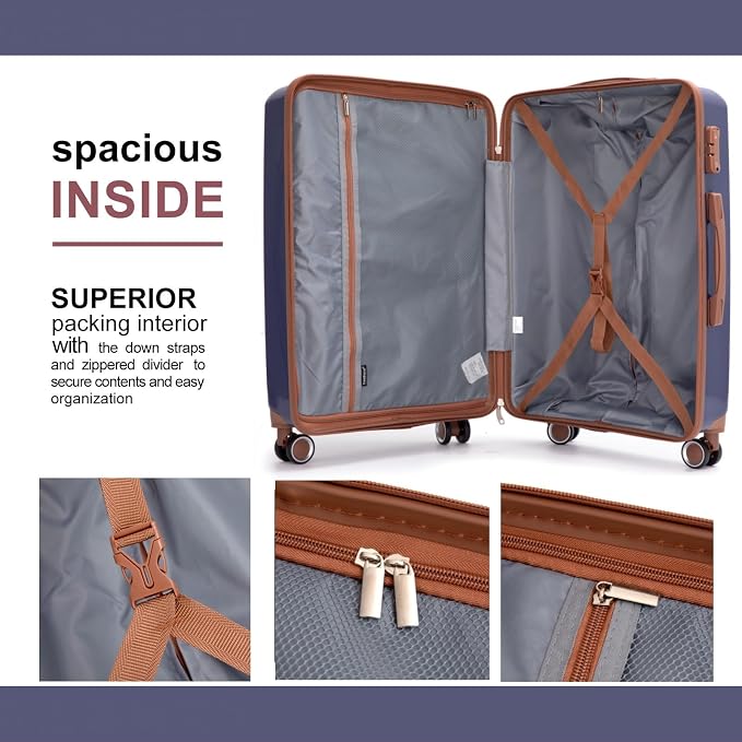 Travelhouse Luggage Sets 5 Piece with Double Spinner Wheels,PP Hardside Suitcase Sets with TSA Lock,Carry On Luggage Set with Travel Duffle Bag for Women and Men - Image 6