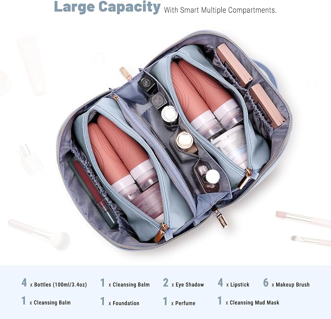 BOYATU Personalized Travel Makeup Bag: 3-in-1 Cosmetic Bag Gift for Women | Initial Make up Bag Organizer - Custom Letters A-Z - Flat Open Portable Toiletry Bag for Birthday Graduation Anniversary - Image 6