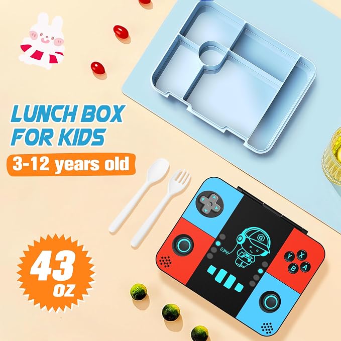 Bevalsa Backpack for Boys with 43OZ Bento Lunch Box,Insulated Lunch Bag & Pencial Case,Cool Luminous Gamer Schoolbag for Kids Teens Elementary Middle School,Bookbag Glow In The Dark - Image 4