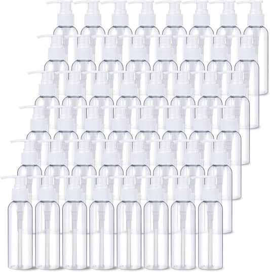 Nuenen 48 Pcs Refillable Empty Lotion Bottles 4oz/120ml Plastic Pump Bottles Conditioner Shampoo Dispenser Leak Proof Pump Container for Body Wash, Creams, Liquid Soap(White) by Nuenen