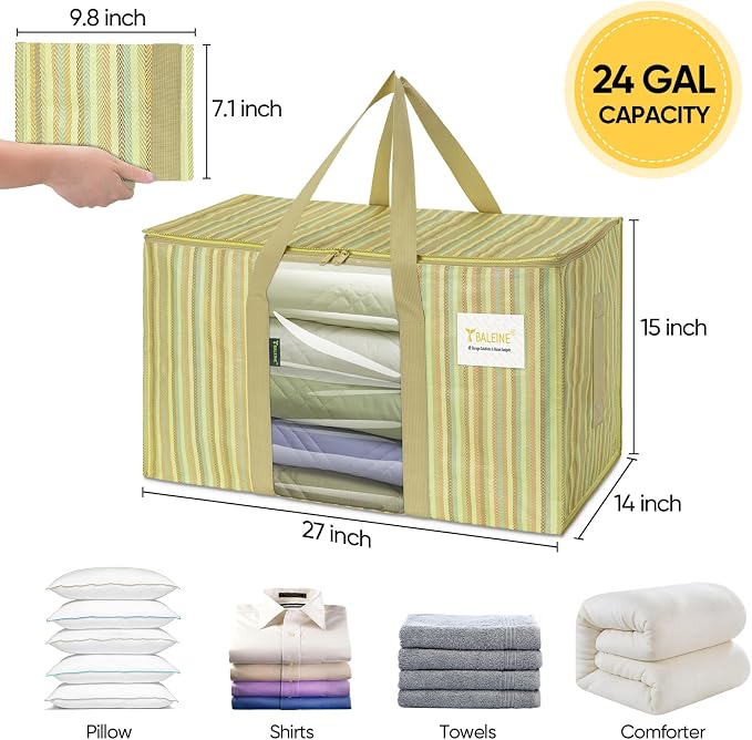BALEINE 2-Pack Oversized Moving Bags with Reinforced Handles, Heavy-Duty Storage Tote Moving Supplies for Packaging, Camping (Color Stripe, 2-Pack) - Image 2