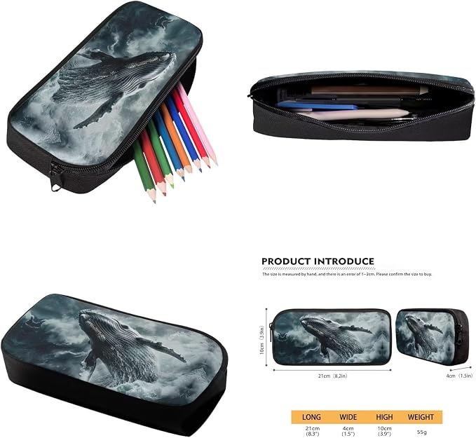 17 Inch Animal Print School Backpack And Lunch Box Set for Kids Lightweight Stormy Sea Whale Backpack for Boys Girls Sturdy School Bag with Insulated Lunchbox Pencil Case Student Bookbag - Image 6