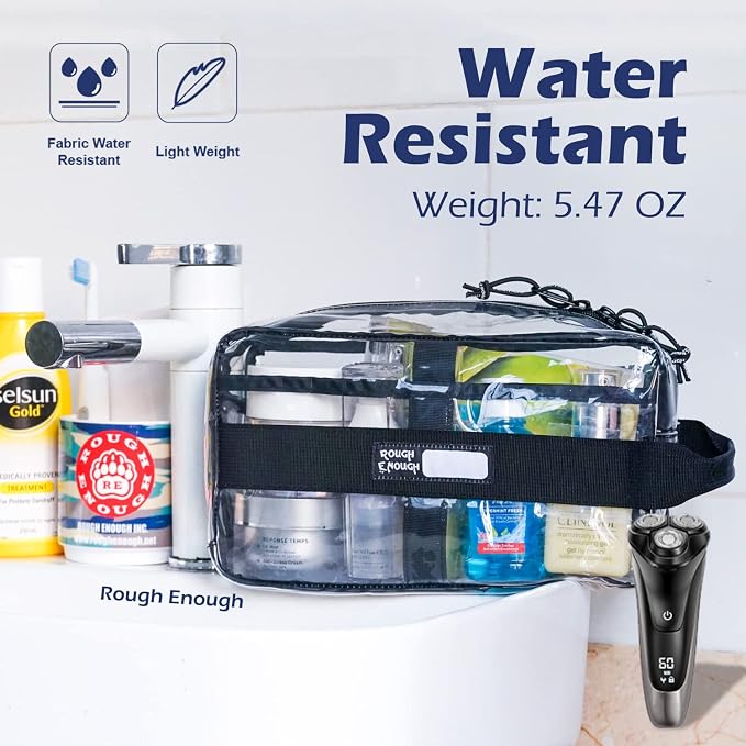 Rough Enough Clear Toiletry Bags for Traveling Toiletries Cosmetic Pouch Makeup Bags TSA Approved for Men and Women Travel - Image 3