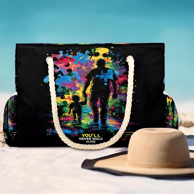 Large Beach Bag with Zipper Beach Bags for Women Water Resistant Swim Pool Bag - Image 2