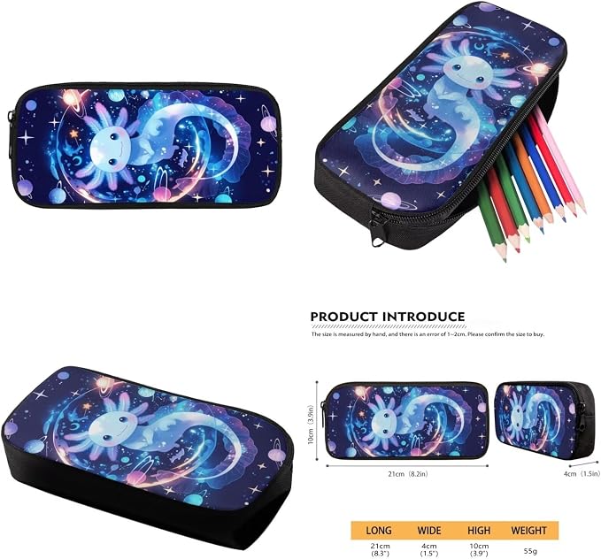 Galaxy Backpack with Lunch Box for Girls 4-6/6-8 Axolotl Bookbag and Lunch Bag Set 4 in 1 Space Elementary School Back Pack Lunchbox Pencil Case Water Bottle Holder Kids Book Bags Preschool - Image 6