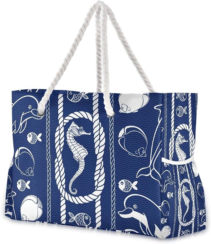 senya Large Beach Shoulder Bags Canvas Tote Water Resistant for Gym Travel Daily by senya