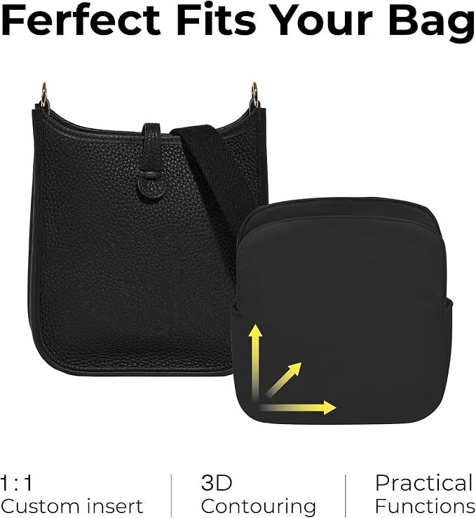 Purse Organizer Insert for HERMES Evelyne 16 Handbag,Custom Fit Inside Premium Matte Black Light weight Water Resistant Tote Bag Insert Accessories - Image 3