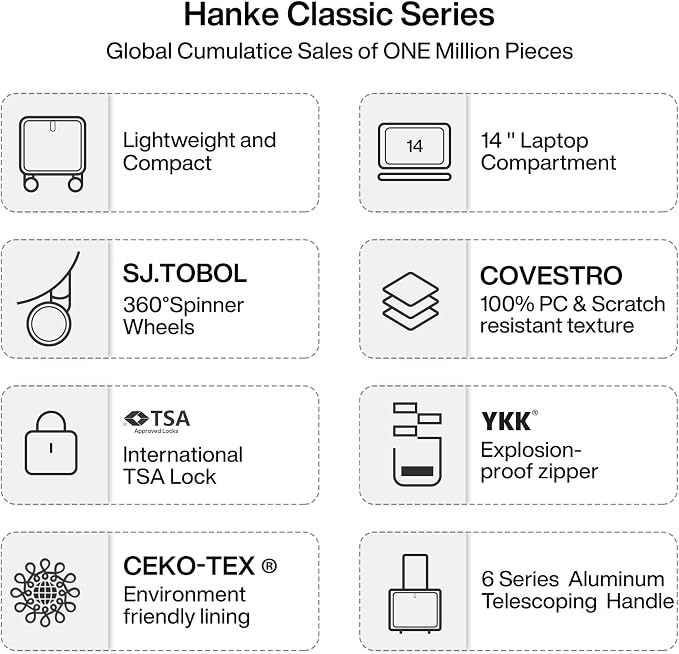 Hanke 16 Inch Underseat Carry On Luggage with Wheels, Small Hard Shell Weekender Suitcase, Travel Approved Lightweight Luggage for Women and Men, Birthday Gift - Ivory White - Image 2