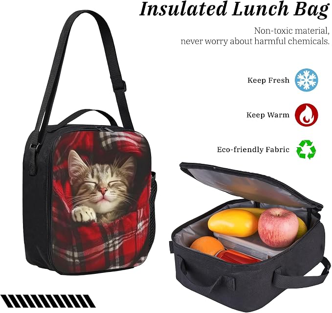 Cat Kid Backpack Set with Lunch Bag & Pencil Case Large Capacity School Bag 17 Inch Bookbag for Boy Girl - Image 6