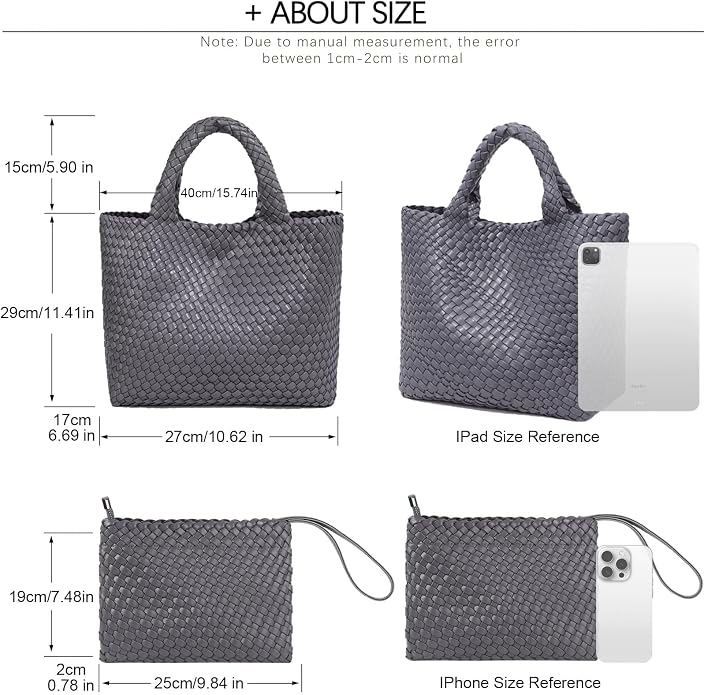 JINMANXUE Fashion Woven Bag Shopper Bag Travel Handbags and Purses Women Tote Bag Large Capacity Shoulder Bags - Image 4