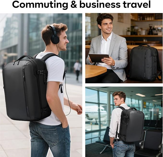 BANGE Travel Backpack with 15.6 Inch Laptop Compartment & TSA Lock for Men and Women, Water-Resistant Large Carry-On, Flight Approved,Black - Image 7