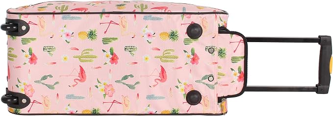 Lucas Designer Carry On Luggage Collection - Lightweight Pattern 22 Inch Duffel Bag- Weekender Overnight Business Travel Suitcase with 2- Rolling Wheels (22in, Flamingo) - Image 4