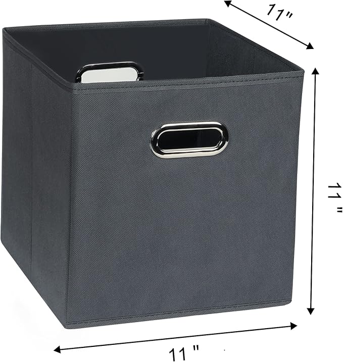 Fabric Cloth Storage Bins,Fabric Cube Organizer with Dual Handles Foldable Cube Storage Baskets for Home Bedroom Storage,Set of 6, Gray - Image 2