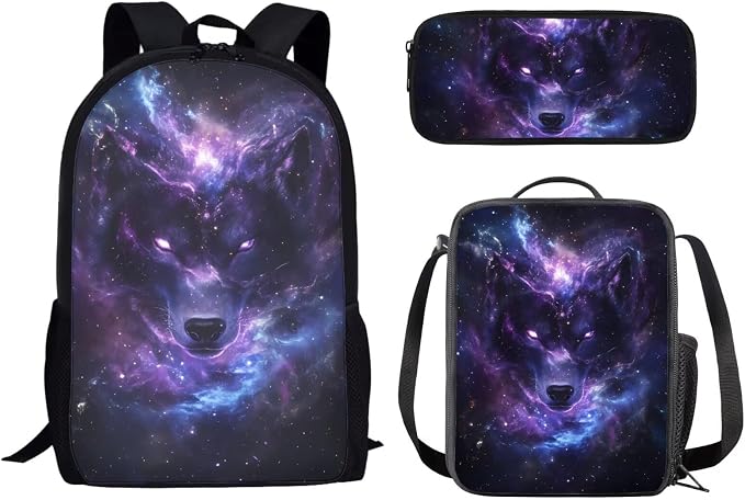 AFPANQZ Kids Backpack 3 Pieces Set Large Capacity School Bags with Heat Insulated Lunch Bags Small Pencil Bags 3 Pack by AFPANQZ