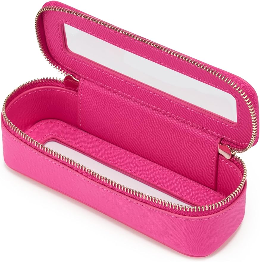 Popvibe Slim Makeup Brush Bag Travel Clear Toiletry Bag for Women Cute Make Up Bag for Traveling Cosmetic Bag Organizer Waterproof Tansparent Beauty Makeup Case Hot Pink by POPVIBE