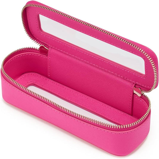 Popvibe Slim Makeup Brush Bag Travel Clear Toiletry Bag for Women Cute Make Up Bag for Traveling Cosmetic Bag Organizer Waterproof Tansparent Beauty Makeup Case Hot Pink by POPVIBE
