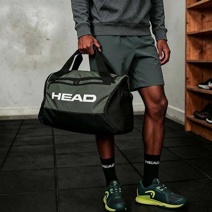 HEAD 45L Gym Duffel Bag with Separate Shoe Compartment & Wet Pocket for Men | Waterproof, Large Openning, with side pocket&inner large zipper pocekt, for Sport, Workout, Fitness, Swimming, Travel - Image 4