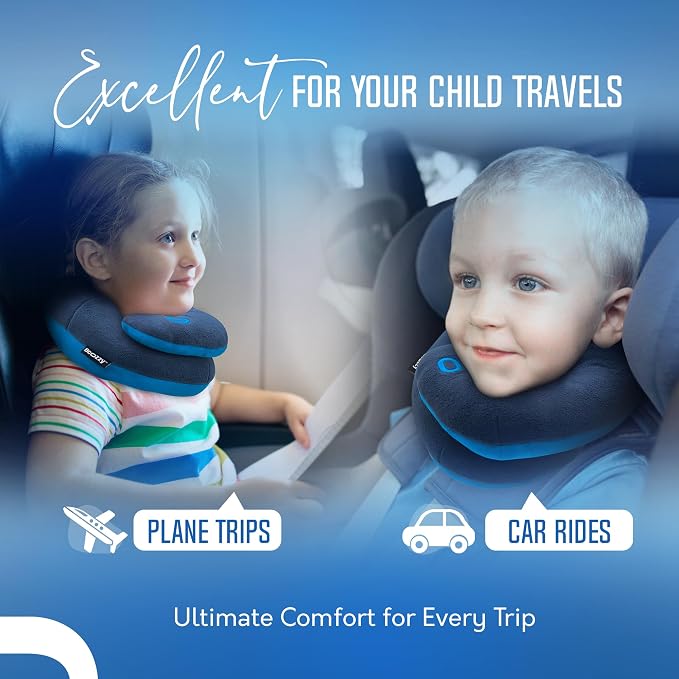 BCOZZY Kids Chin Supporting Travel Pillow for Ages 3–7- Patented Soft Neck Pillow for Head and Chin Support in Car Seat and Airplane. Comfortable Travel Essential. Small Size, Bag, Light Purple - Image 4