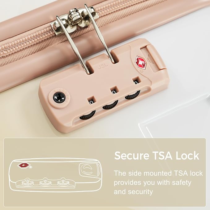 Merax 3 Piece ABS Hardshell Luggage Sets Spinner Wheel Suitcase TSA Lock Suit Case, Tan, 20/24/28 Inch - Image 2
