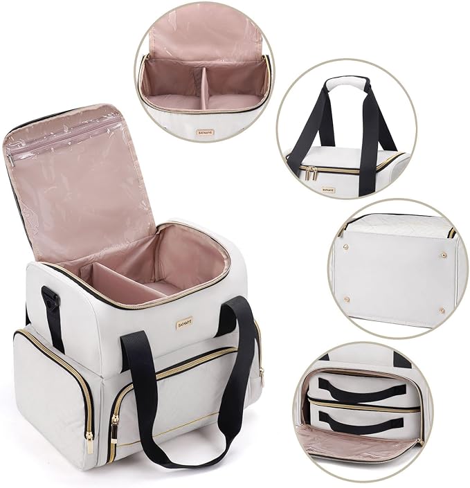 BAFAMYE Large Makeup Cosmetic Bag with 2 Removable Case, Double Layer Travel Makeup Organizer Case, travel Toiletry Bag For Women - Image 4