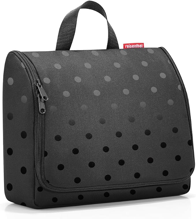 reisenthel Toiletbag XL Practical Toiletry Bag with Hook, Water-Repellent Material, Glossy Dots Black, 28 cm, Toilet bag XL glossy dots black - Image 2
