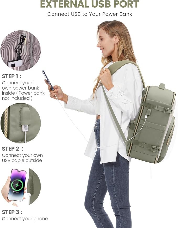 LOVEVOOK Travel Backpack for Women,40L Carry On Backpack for Airplanes,17.3 Inch Laptop Personal Item Travel Bag - Image 8