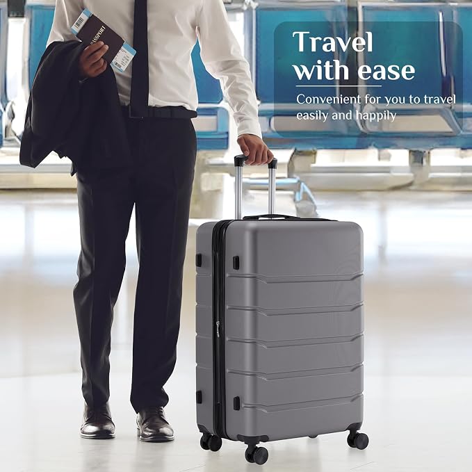 OLIXIS 28 Inch Luggage, Hardside Checked Suitcase with Spinner Wheels, Lightweight ABS Hard Shell Travel Luggage, TSA Approved Lock, Expandable Large Suitcase for Business & Travel–Deep Grey - Image 2