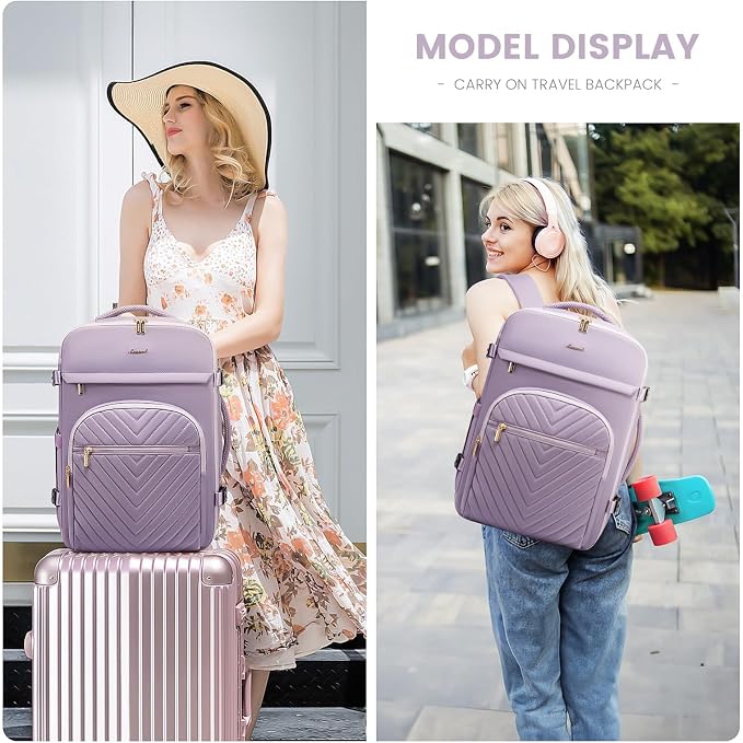 LOVEVOOK Large Travel Backpack for Women, TSA Carry on Backpack for Airplanes, 40L Personal Item Travel Bag fits 17" Laptop, Waterproof Carry on Bag Flight Approved with 4 Packing Cubes - Image 6