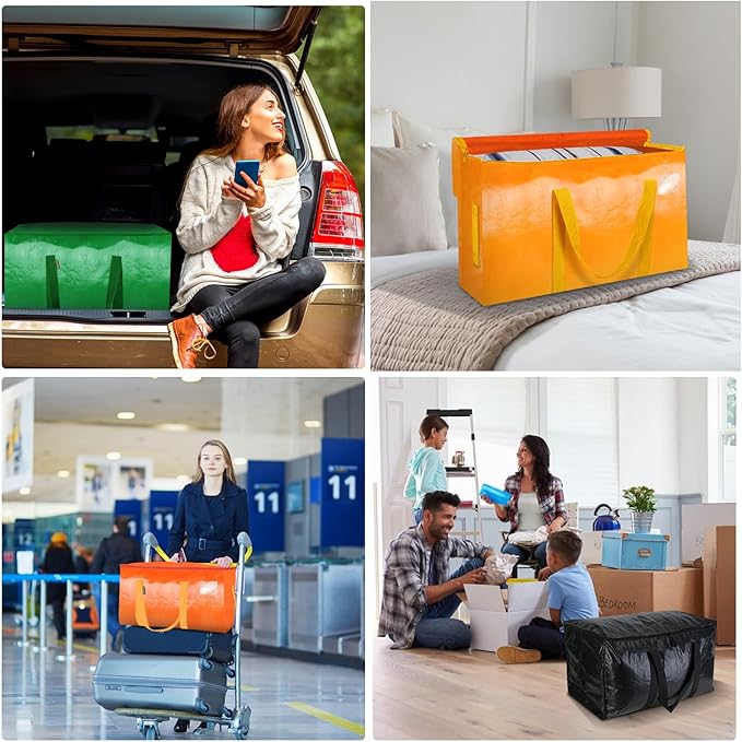 BALEINE 8-Pack Oversized Moving Bags with Reinforced Handles, Heavy-Duty Storage Tote for Clothes, Moving Supplies (Orange, 8-Pack) - Image 3