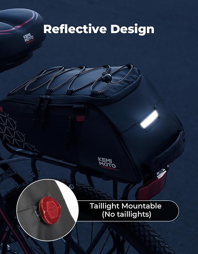KEMIMOTO 8L Bike Bag with 6L Removable Cooler Bag, Bike Rear Rack Bag PVC Water Resistant Insulated Bag, Bicycle Trunk Pannier with Shoulder for Cycling Ebike Back Seat Storage - Image 3