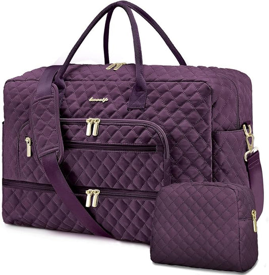 Travel Duffle Bag Weekender for Women - 38L Carry-On Overnight Personal Item Bag with Shoe Compartment & Wet Pocket Weekend Tote Bags with Toiletry Hospital Bags for Labor and Delivery by LUOCIP