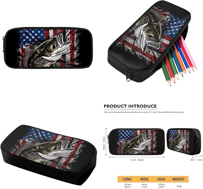 Bass Fishing American Flag Boys Backpack with Lunch Bag 4 Piece Set, Patriotic 4th of July Gift School Bag for Boys Ages 6-12, 17 Inch Durable Waterproof Elementary Bookbag - Image 6