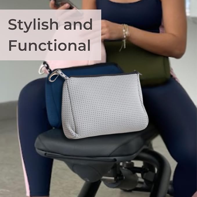 POPUPS Brand Large Makeup Bag with Zipper - Neoprene Machine Washable Travel Toiletry Cosmetic Organizer Pouch for Women (Basic Stone Grey) - Image 6