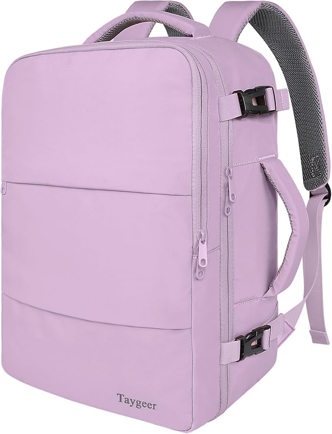 Taygeer Travel Backpack for Men Women, TSA Friendly Mochila for Business | Airline Approved Underseat Personal Item Bag with 17.3" Laptop Compartment, Carry On Bag for Weekend Hiking, Orchid Purple by Taygeer