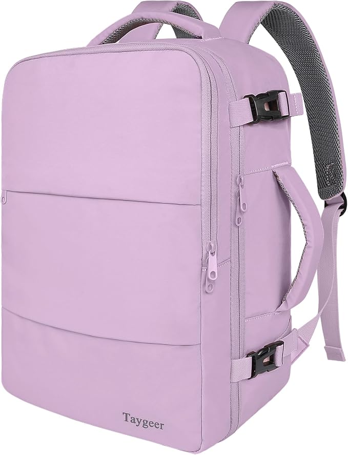 Taygeer Large Backpack for Women Travel Bag, Carryon Bag for Airplane | Luggage Backpack for College with 15.6inch Laptop Compartment & Shoe Pouch, Travel Essentials for Business, Orchid Purple by Taygeer