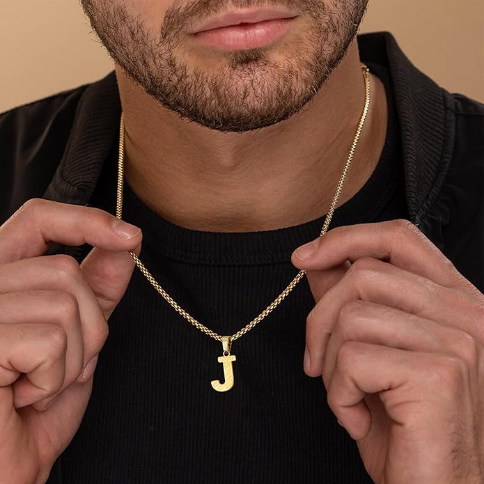 Zocomi Stocking Stuffers Christmas Gift - Initial Necklace Gifts for Men Boys, Stainless Steel American Flag Pendant Jewelry, Christmas Gifts Ideas for Kids Teen Boys