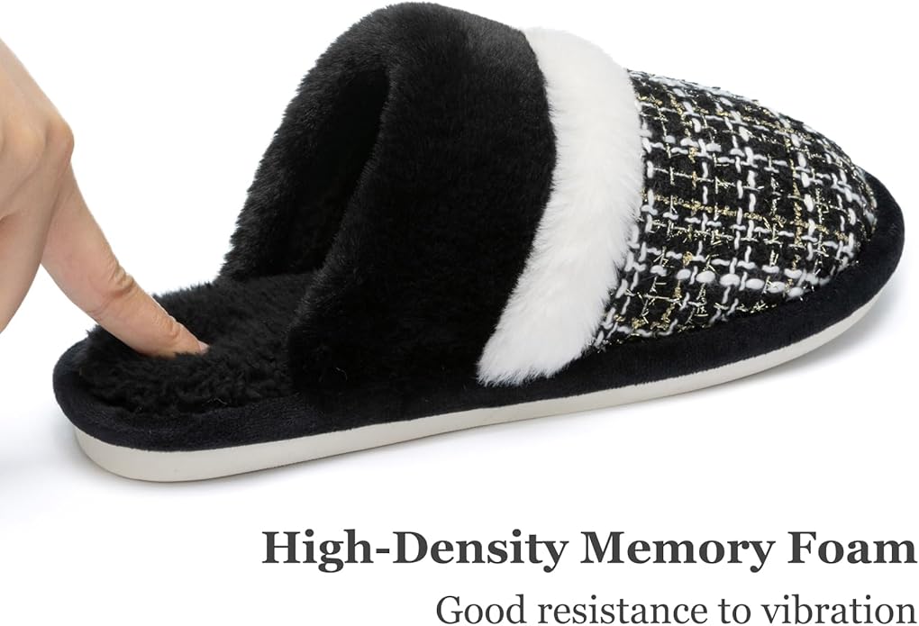 MAXTOP Womens Cozy Memory Foam Slippers Soft Warm Slip On Faux Fur House Slippers,Anti-Skid Rubber Sole,Creative Gifts for Women Mom Girlfriend