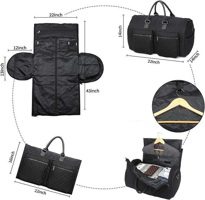 seyfocnia Convertible Carry on Garment Bag for Women, Garment Bags for Travel with Shoe Pouch 2 in 1 Hanging Suitcase Suit Bag for Women Travel Duffle Bag Garment Bag - Image 2