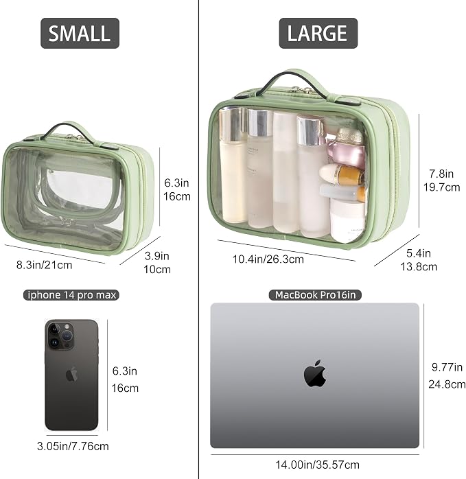 Veki Transparent Makeup Bag Travel Cosmetic Bags Case Waterproof Toiletries Bag Large Capacity Open Storage Bags Organizer With Zipper, Portable Make Up Organizer for Women and Girls - Image 3