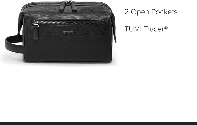 TUMI - Travel Accessories Dopp Kit - Men's Travel Essentials Framed Toiletry Bag - Black Emobossed Leather - Image 3