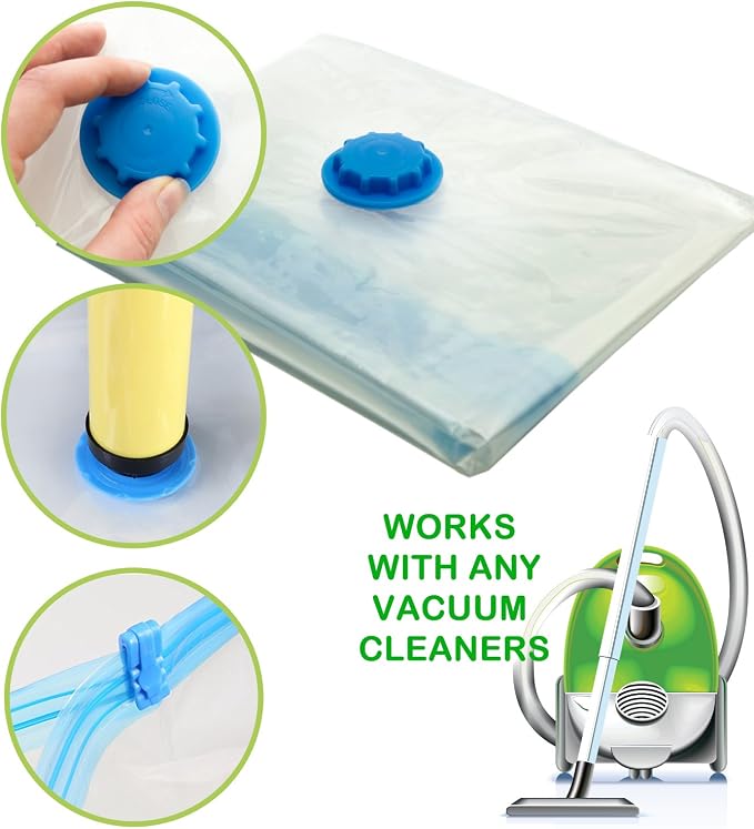 Large Vacuum Storage Bags 6 Pack with Hand Pump, 24x31.5 Inch Space Saver Bags for Clothes Comforters Blankets Pillows Bedding, Airtight Compression Bags for Travel Luggage and Under Bed Storage - Image 5