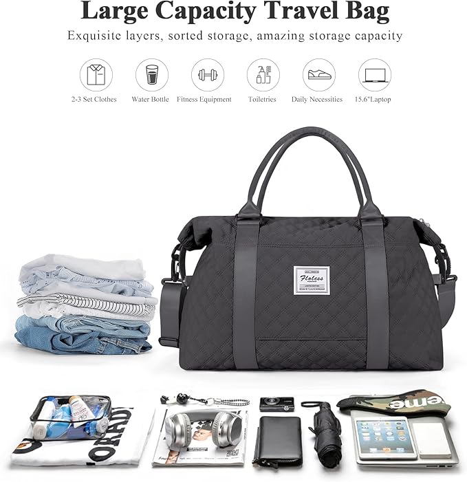 Travel Duffel Bag, Carry On Overnight Weekender Bags for Women | Travel Bag with Wet Pocket & Trolley Sleeve, For Spirit Airlines 18x14x8 Personal Item Bag - Image 3
