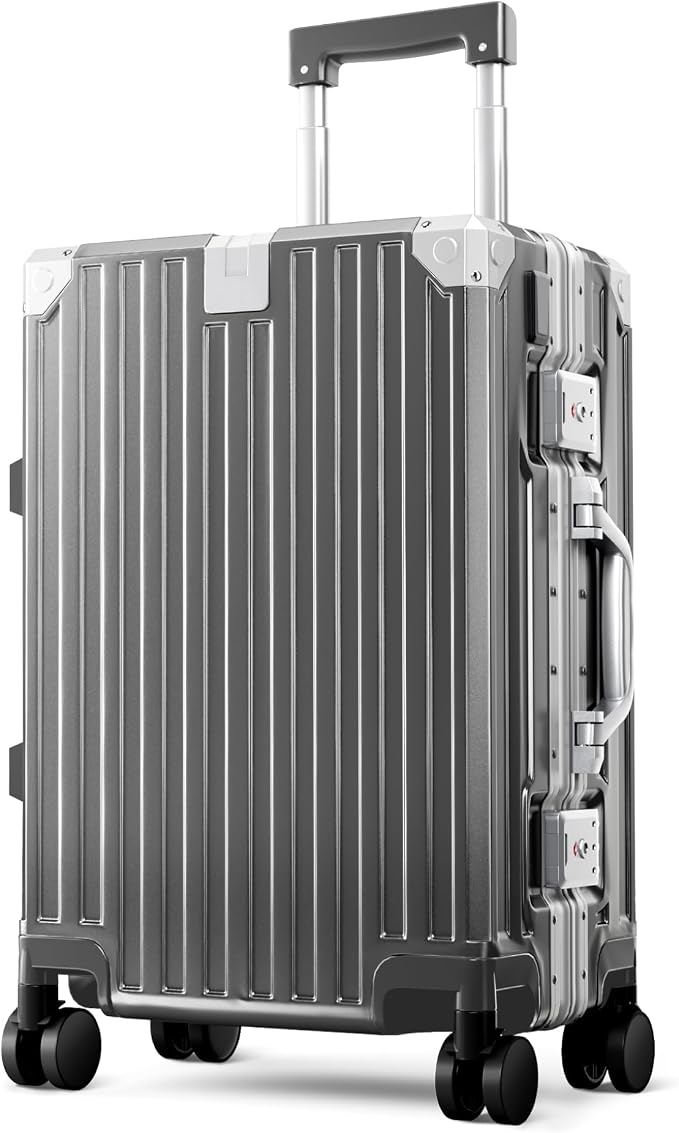 ALPHA CAMP 20 Inch Carry On Luggage with Aluminum Frame Zipperless Suitcase | 22x14x9 Airline Approved PC Hardside Carry-on with TSA Lock Spinner Wheels,USB Charging and Cup Holder for Business Trips by ALPHACAMP