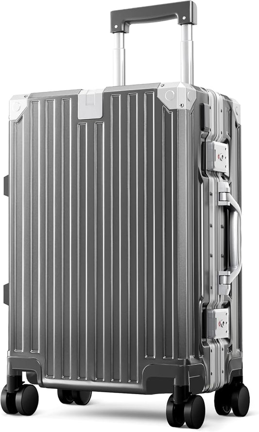 ALPHA CAMP 20 Inch Carry On Luggage with Aluminum Frame Zipperless Suitcase | 22x14x9 Airline Approved PC Hardside Carry-on with TSA Lock Spinner Wheels,USB Charging and Cup Holder for Business Trips by ALPHACAMP