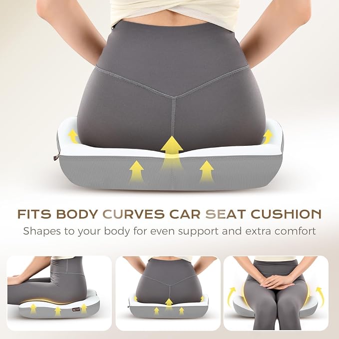 Coverado Seat Cushion and Back Support for Office Chair Memory Foam Chair Pad Office Chair Lumbar Support for Car Chair Cushion for Back Pain for Truck Driver, Gaming Chair, Desk Gray&Light Gray - Image 5