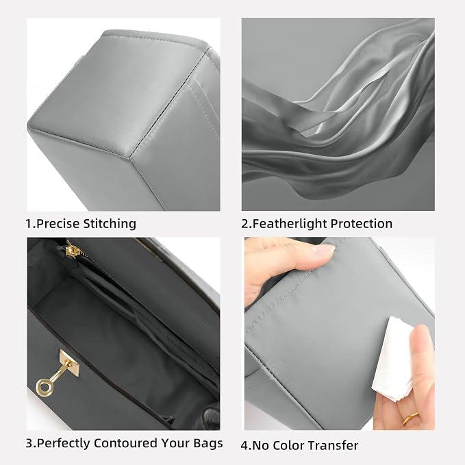 DGAZ Silk Purse Organizer Insert for Birkin Bag(Pearl gray,BK45) | Soft and Lightweight,Perfect Fit,Multi-pocket Storage,Bag Protector,Luxury Bag Care,Handmade,for Smooth Bag Organizer - Image 4
